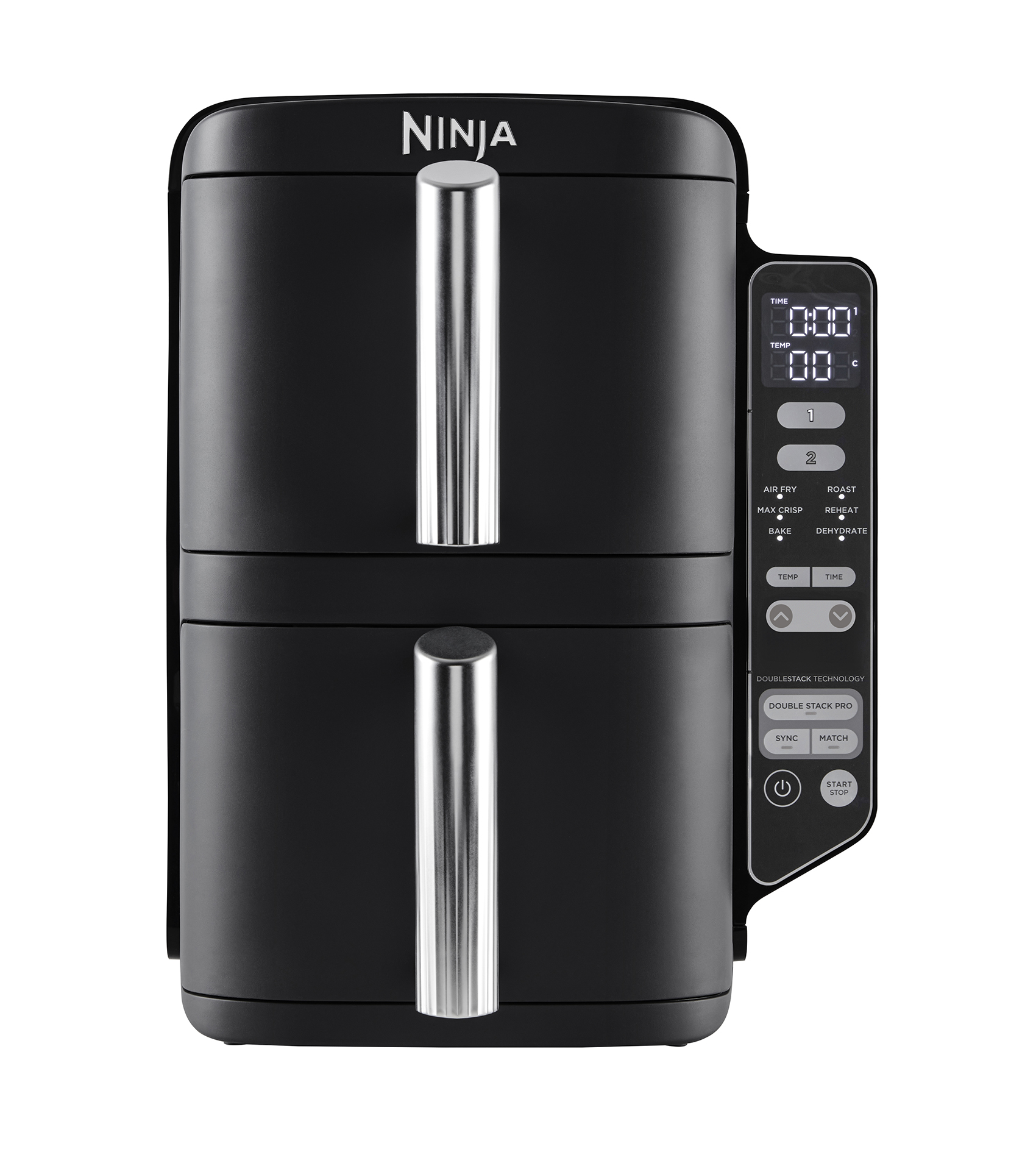 Freidora de aire vertical Ninja SL300EU, 7.6 litros, 2 cajones, 6 personas, 6 funciones, negro